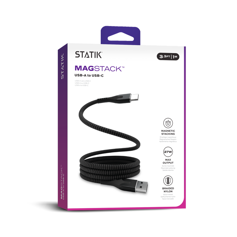 STATIK MagStack USB-A to USB-C Braided 3FT Cable